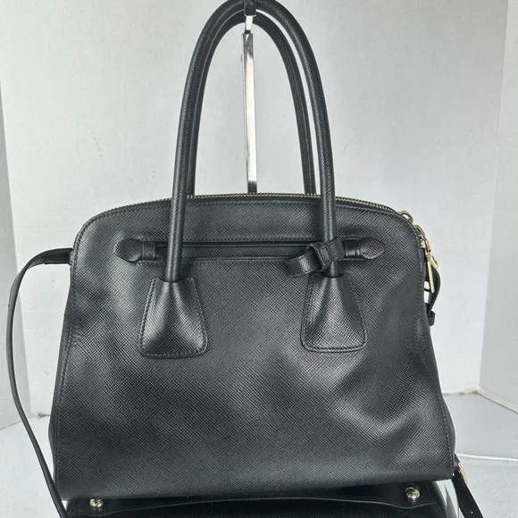 PRADA LEATHER 2-WAY GALLERIA SATCHEL BLK - Picture 9 of 16